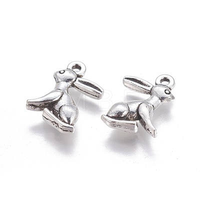 Tibetan Style Alloy Rabbit Pendants TIBEP-1437-AS-LF-1