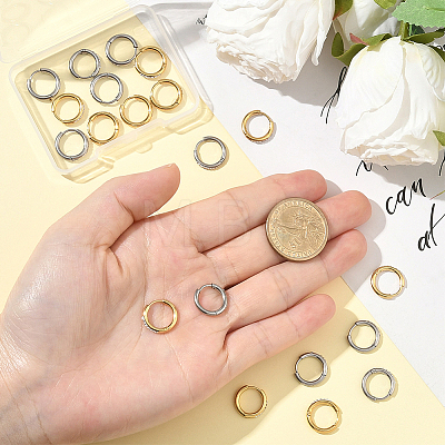 20Pcs 2 Colors 304 Stainless Steel Hoop Earrings EJEW-SC0001-84-1