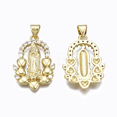 Brass Micro Pave clear Cubic Zirconia Pendants ZIRC-N039-168-NF-1