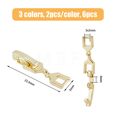 SUPERFINDINGS 6Pcs 3 Colors Barss Fold Over Clasps FIND-FH0008-50-1