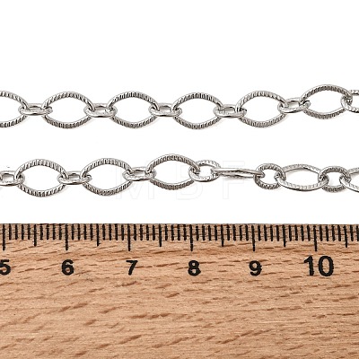 6MM 201 Stainless Steel Textured Horse Eye Link Chain Necklaces for Unisex NJEW-K302-19P-1