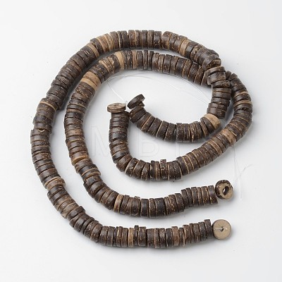 Natural Coconut Flat Round Bead Strands COCB-O003-10A-1