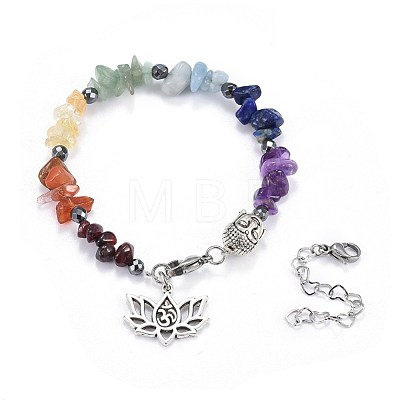 Natural & Synthetic Mixed Stone Charm Bracelets BJEW-JB04267-1