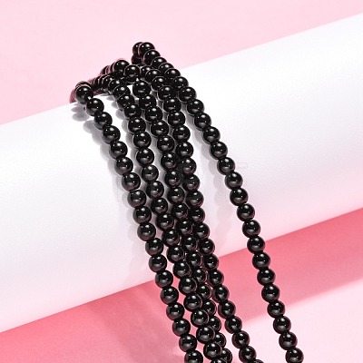 Synthetic Black Stone Beads Strands G-G088-4mm-1