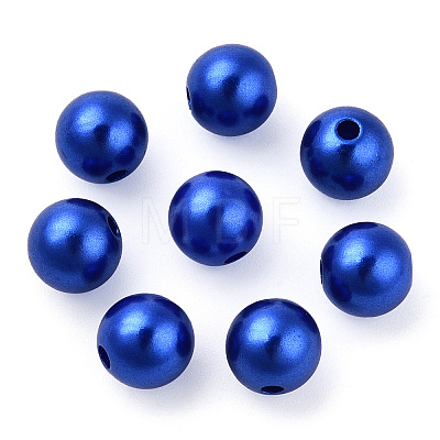 Spray Painted ABS Plastic Imitation Pearl Beads OACR-T015-05B-06-1