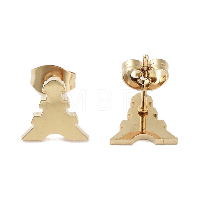 Vacuum Plating 304 Stainless Steel Stud Earrings for Women EJEW-A048-16G-1