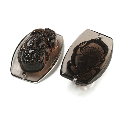 Natural Ice Obsidian Carved Connector Charms G-Q191-01B-1