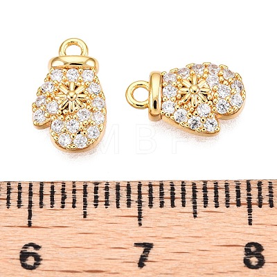 Christmas Theme Brass Micro Pave Clear Cubic Zirconia Charms KK-T073-12G-1