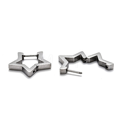 304 Stainless Steel Star Huggie Hoop Earrings X-STAS-H156-05P-1