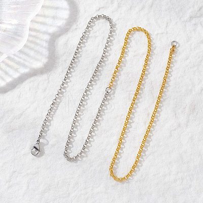 3MM Two Tone 304 Stainless Steel Rolo Chain Necklaces NJEW-JN05623-1