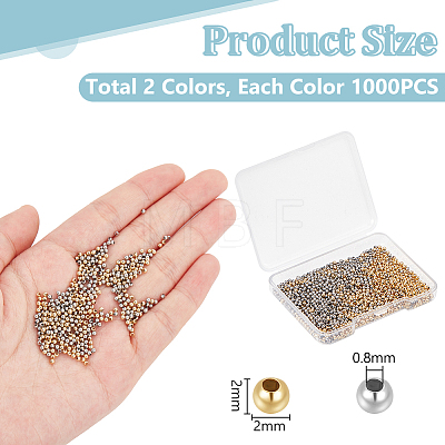 Unicraftale 2000Pcs 2 Colors 304 Stainless Steel Beads STAS-UN0050-61-1