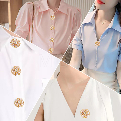 8Pcs Flower Brass & Glass Rhinestone Cufflinks FIND-CY0002-40-1
