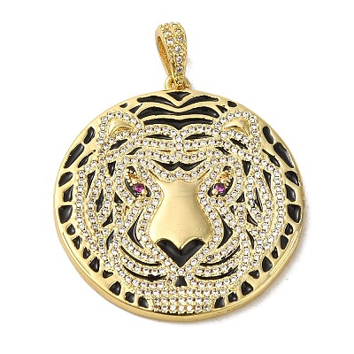 Brass Micro Pave Clear Cubic Zirconia with Enamel Pendants KK-R162-073A-G-1