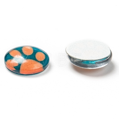 Dog Paw Prints Pattern Luminous Dome/Half Round Glass Flat Back Cabochons for DIY Projects GGLA-L010-10mm-L07-1