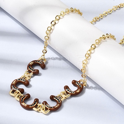 Brass Enamel Pendant Necklaces NJEW-B157-07G-03-1