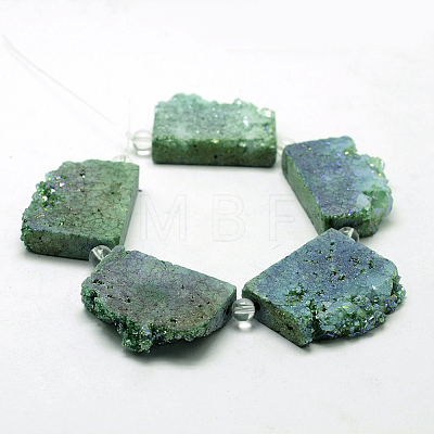 Electroplated Natural Druzy Crystal Beads Strands G-N0257-07-1