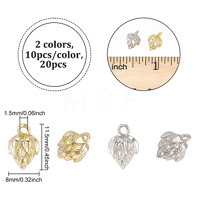 10Pcs 2 Colors Long-Lasting Plated Brass Charms KK-BC0009-34-1