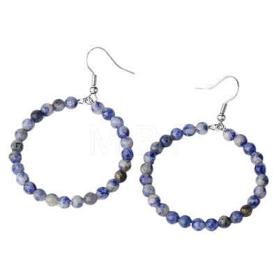 Fashionable Natural Sodalite Hoop Earrings for Women KJ9273-1-1
