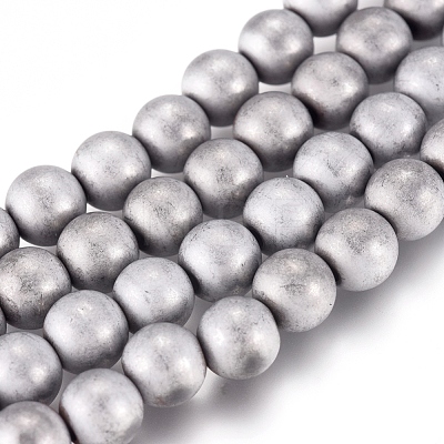 Vacuum Plating Magnetic Synthetic Hematite Beads Strands G-I276-02-6mm-1