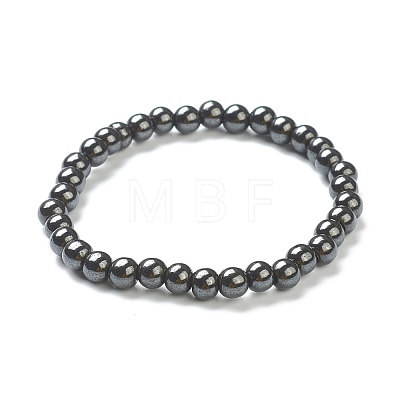 Synthetic Non-magnetic Hematite Beaded Stretch Bracelets BJEW-D446-B-22-1