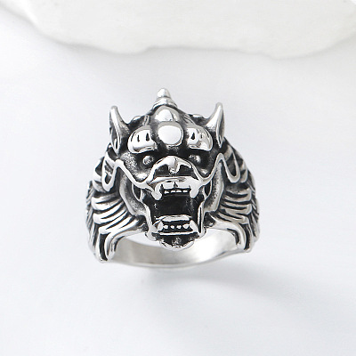 Punk Style 304 Stainless Steel Dragon Finger Rings for Men UN0454-5-1