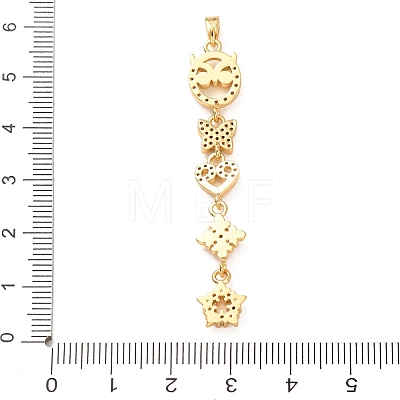 Tassel Brass Micro Pave Clear Cubic Zirconia Big Pendants KK-L271-01G-03-1