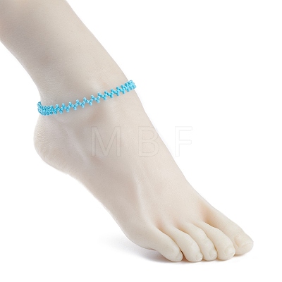 7Pcs 7 Color Japanese Rocailles Seed Beaded Anklets Set AJEW-AN00472-1
