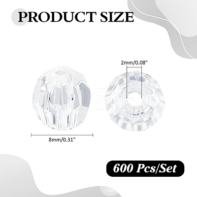 600Pcs Round Transparent Acrylic Beads MACR-ME0001-24-1