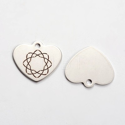 Non-Tarnish Stainless Steel Heart Pendants STAS-L165-E02-1