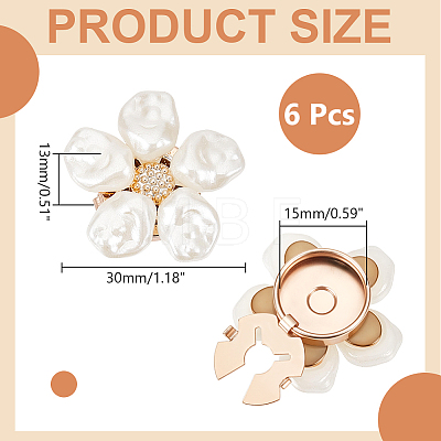 6Pcs Flower Alloy Rhinestone Cufflinks BUTT-ME0001-56-1