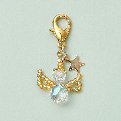 Angel Glass Seed Beads Pendant Decorations HJEW-MZ00108-1