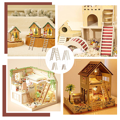 40Pcs 4 Style Unfinished Wooden Mini Ladders WOOD-OC0003-63-1