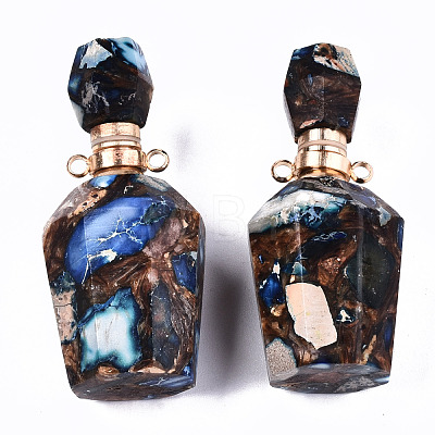 Assembled Synthetic Bronzite and Imperial Jasper Openable Perfume Bottle Pendants G-S366-058B-1