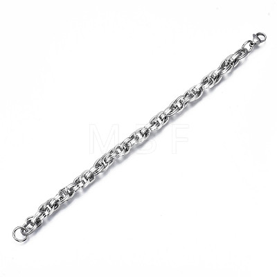 201 Stainless Steel Rope Chain Bracelet for Men Women BJEW-S057-78-1