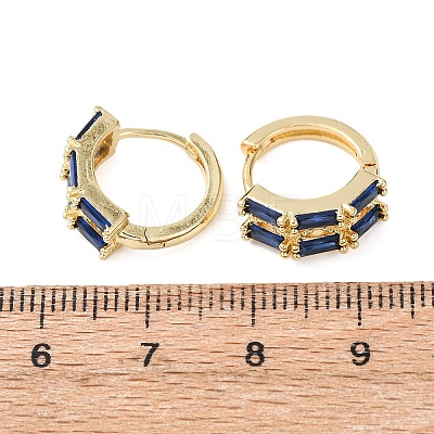 Rectangle Brass Micro Pave Cubic Zirconia Hoop Earrings EJEW-H178-03G-1