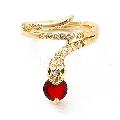 Cubic Zirconia Snake with Glass Wrap Adjustable Ring KK-H439-02B-G-1