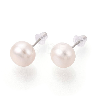 Natural Pearl Stud Earrings PEAR-N020-10A-01-1