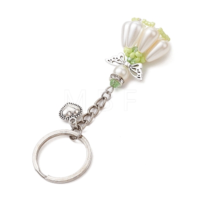 Acrylic Imitation Pearl Keychain KEYC-MZ00030-04-1