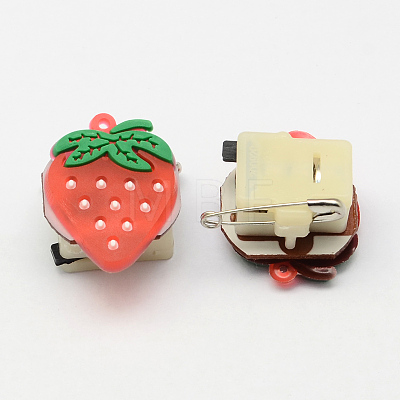 Kid's Strawberry Silicone Led Brooches JEWB-R006-12-1