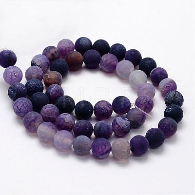 Frosted Natural Weathered Agate Beads Strands G-F374-8mm-01-1