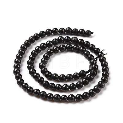 Natural Shungite Beads Strands G-D481-15B-4MM-1