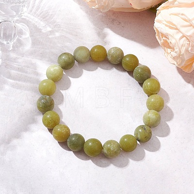 Frosted Natural TaiWan Jade Round Beaded Stretch Bracelets for Women Men BJEW-JB11478-03-1