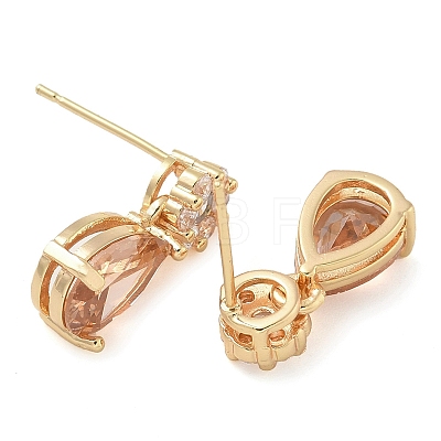 Rack Plating Brass Cubic Zirconia Stud Earrings EJEW-M090-09G-02-1