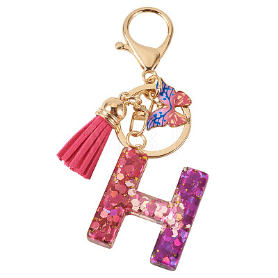 Alloy Resin Butterfly Keychains KEYC-TADJ0002-02G-H-1
