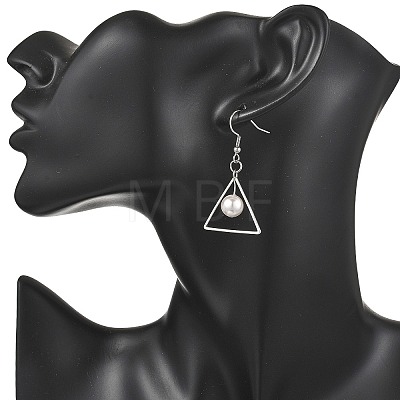 Triangle Shell Pearl Dangle Earrings EJEW-JE06769-1