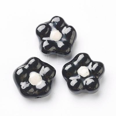 Handmade Porcelain Flower Beads Strands PORC-G006-11-1