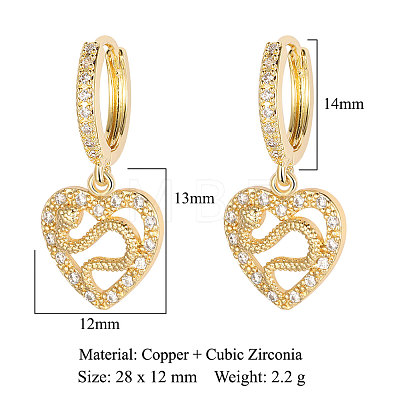 Brass Micro Pave Clear Cubic Zirconia Hoop Earrings EJEW-OY001-12G-1