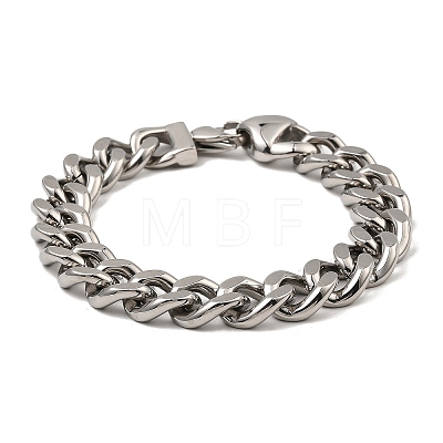 304 Stainless Steel Cuban Link Chain Bracelet NJEW-D050-02A-P-1