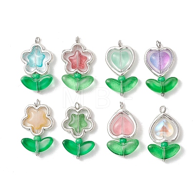 40Pcs Alloy Glass Bead Pendants PALLOY-JF05181-02-1