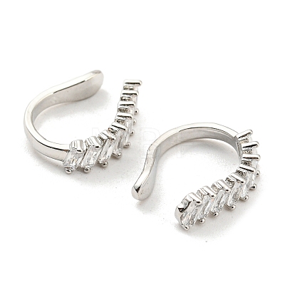 Clear Cubic Zirconia Cuff Earrings EJEW-G295-13P-1